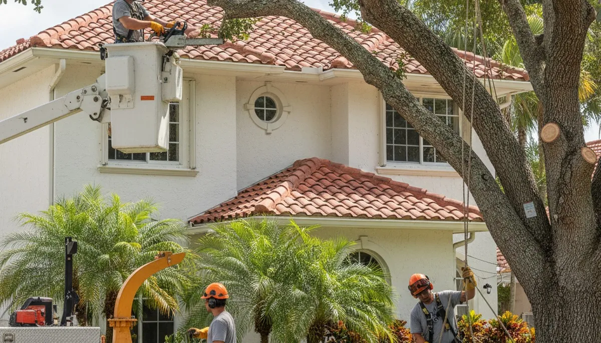 Tree service crew in Fort Lauderdale, FL performing professional tree removal and cleanup