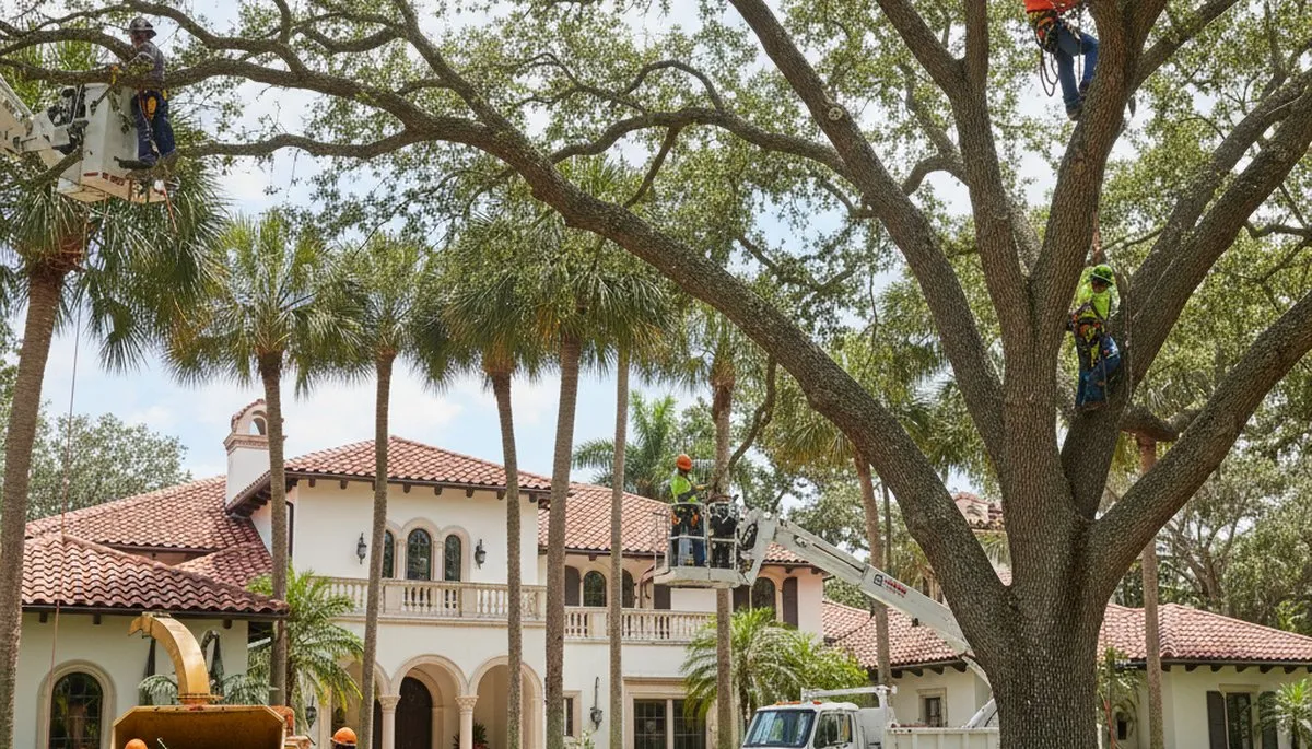 Tree service crew in Fort Lauderdale, FL performing professional tree removal and cleanup