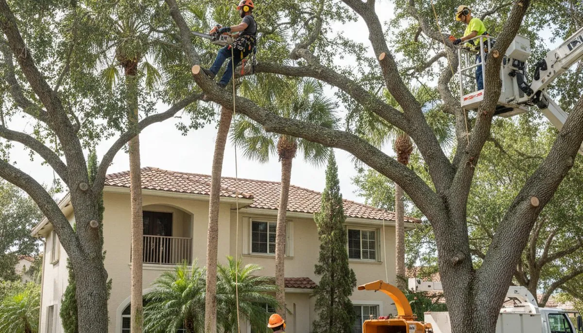 Fort Lauderdale, FL tree service crew removing a tree for safe residential property protection
