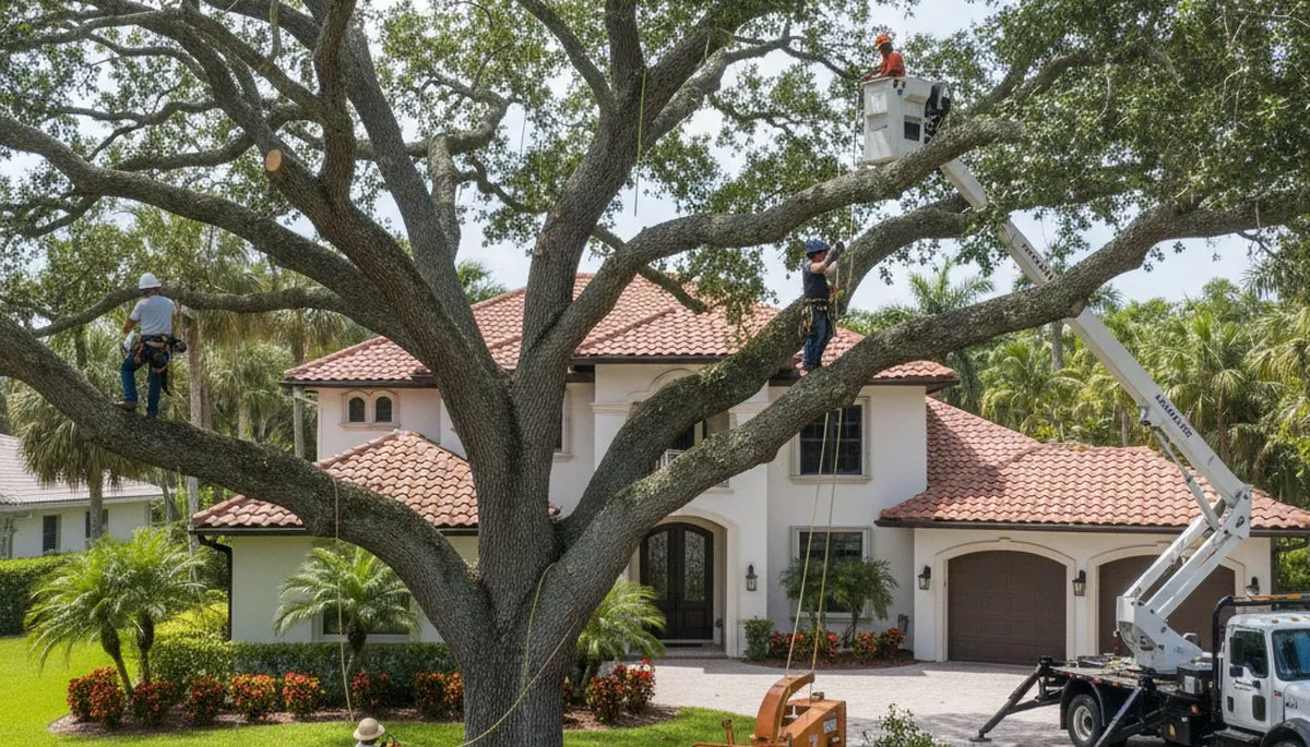 Tree service crew in Fort Lauderdale, FL handling professional tree removal for a local property